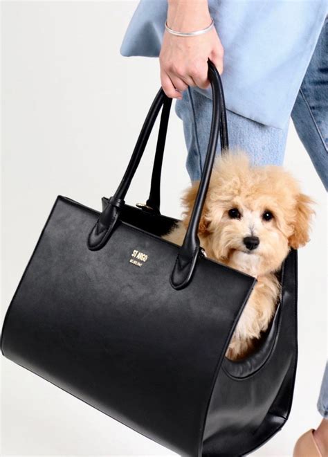 Pet carrier bag in smooth leather 